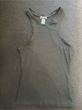 Express Essential Fitted Ribbed High Neck Sleeveless Tank